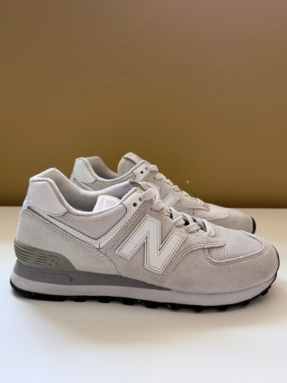 New Balance Men’s Neutral Grey Suede & Mesh Sneakers